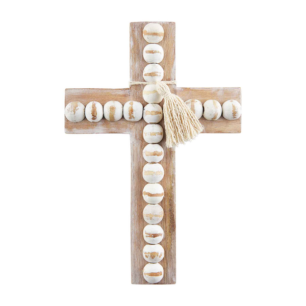 MudPie Large Wood Bead Cross