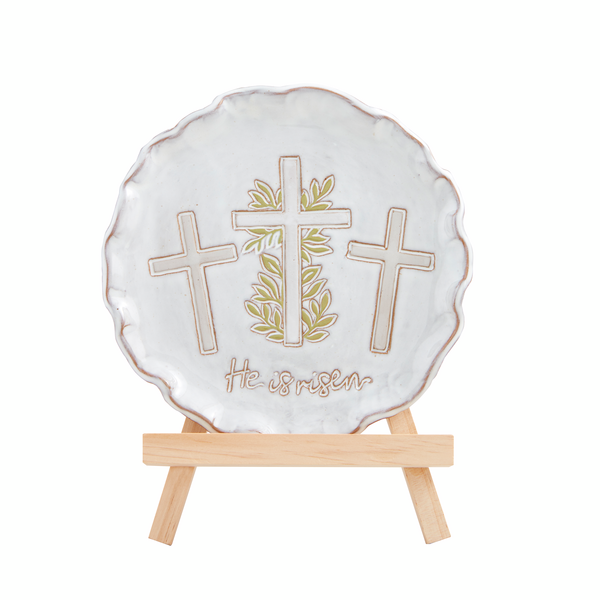 MudPie Church Cross Plate & Easel