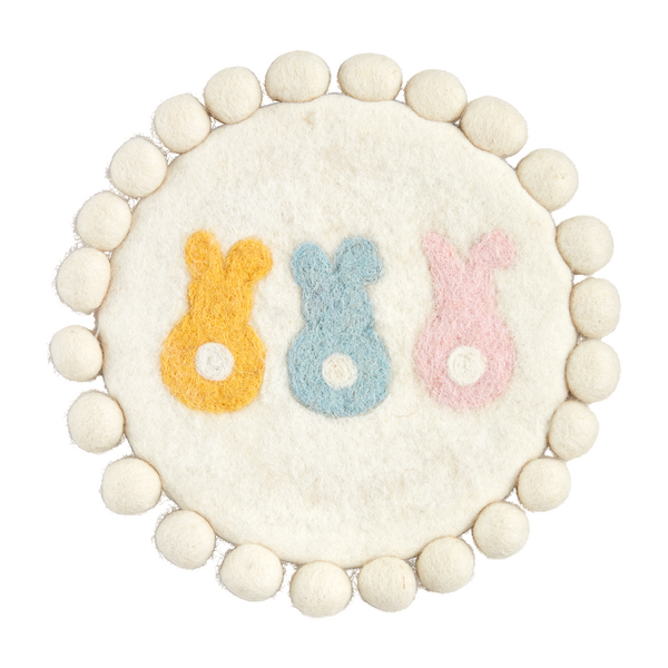 MudPie Daisy Bunny Wool Trivet