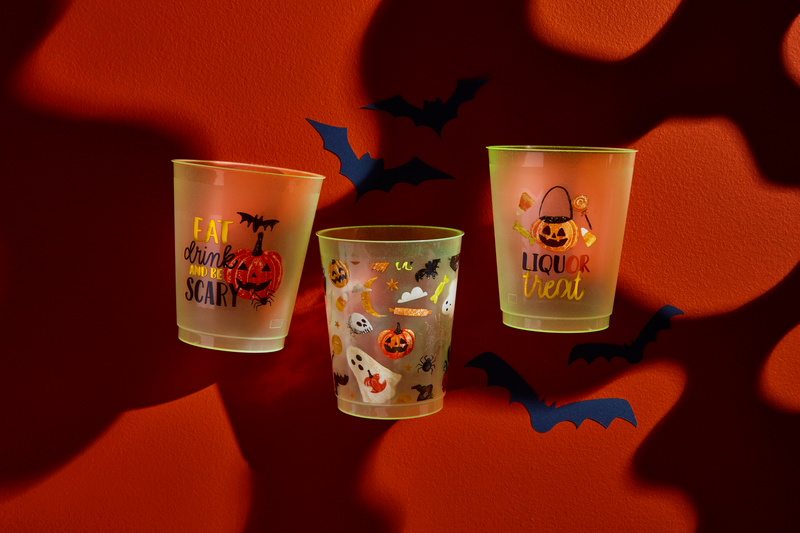 Eat Drink Halloween Glow Cup Set