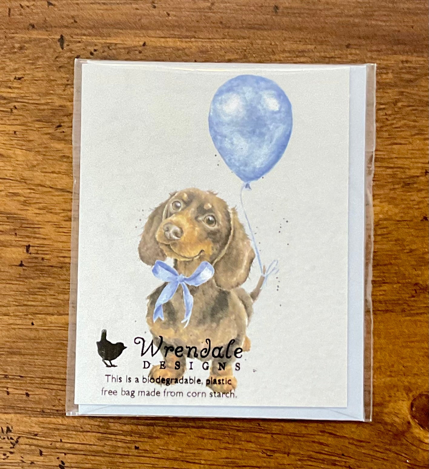 GE102 Mini Blue Balloon Puppy Card